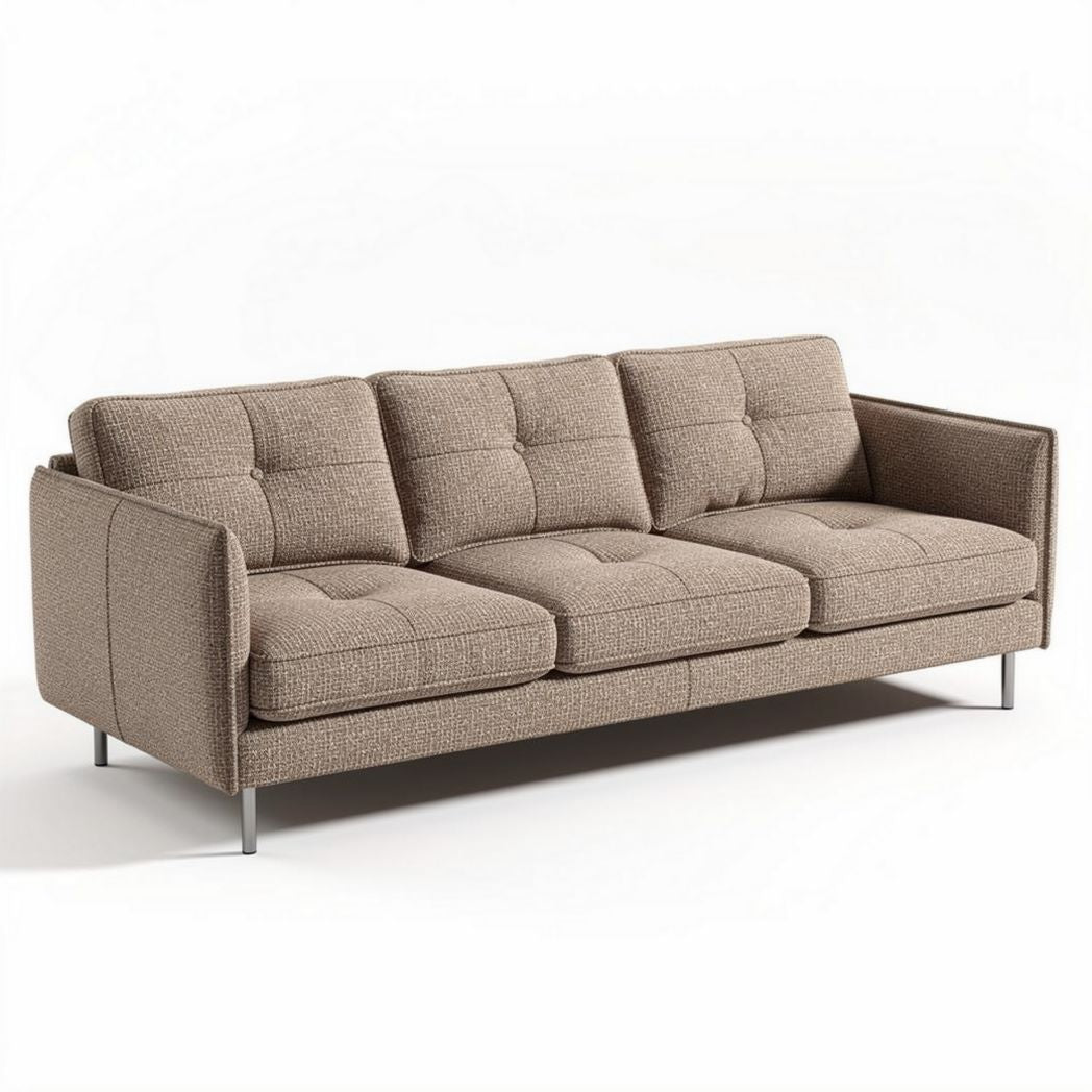 Bank van stof met metalen poten 200 x 90 x 80cm in beige kleur