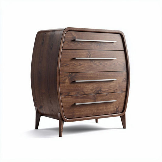 Houten kast met vier lades in walnootkleur 90 x 45 x 100cm
