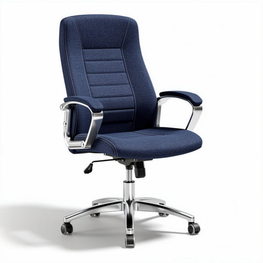 Ergonomische bureaustoel van stof met verstelbare rugleuning en armsteunen