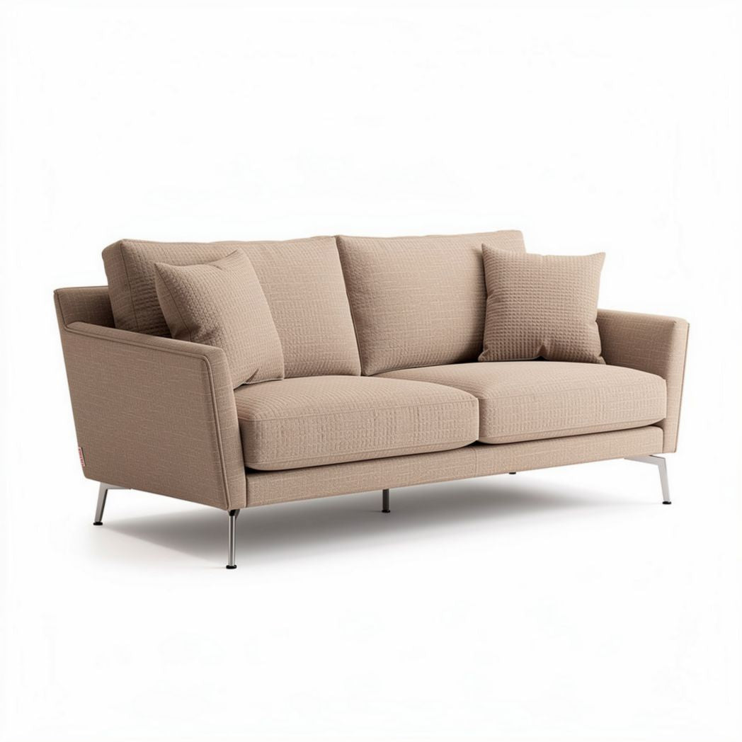 Tweed bankstel in grijs 200 x 90 x 85cm met zachte kussens