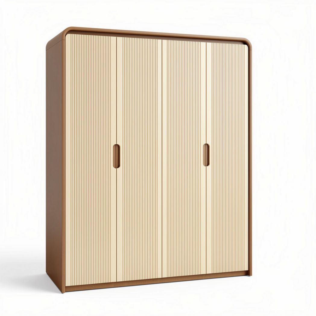 Opbergkast met gestructureerde deuren in beige en bruin 120 x 45 x 180cm