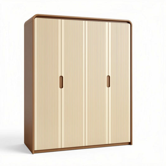 Opbergkast met gestructureerde deuren in beige en bruin 120 x 45 x 180cm